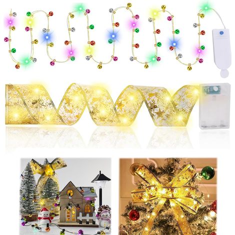 Lot de 3 accessoires de lutin de Noël - Guirlande lumineuse de 2 m - LED miniature - Décoration de boule colorée de 2 m - Ruban lumineux de 1 m - Accessoire de maison de poupée miniature pour (1/5)