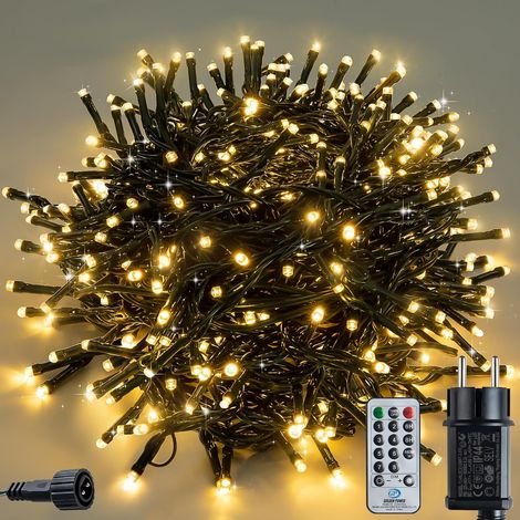 Guirlande Lumineuse LED Noël, 30 m, 300 LED Lumière blanche, 8 Modes d'Éclairage, Télécommande, Intérieur/Extérieur (Lumière blanche, 30M/300LED) (1/5)