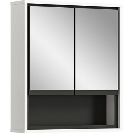Armoire de toilette 2 portes décor blanc et noir - JARUZ (1/5)