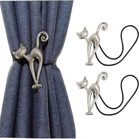 2 Stück magnetische Vorhang-Raffhalter, magnetischer Vorhang-Raffhalter, schöne Vorhang-Schnalle, Katzenmuster, Vorhang-Clip, Vorhang-Zubehör für Zuhause, Wohnzimmer, Schlafzimmer, Büro