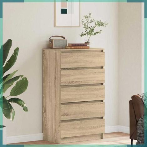 823019 Commode Chêne sonoma 60x36x103 cm Bois d'ingénierie (1/5)