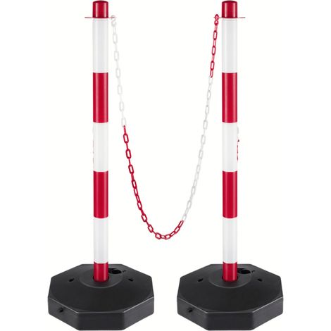 KIT 2 COLONNA SEGNALETICA STRADALE PALETTO BASE H CM 90 PALETTI CATENA PLASTICA 5 MT
