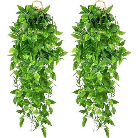 QAZQA 2 Pièces de Plantes Artificielles, Faux Lierre Artificielles Vertes, Utilisées pour Le Bureau, Le Salon et La Décoration de La Maison (Vert 2) (1/5)