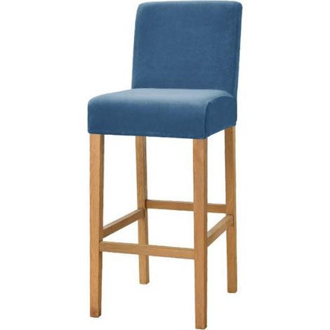 Housse De Chaise - Tabouret De Bar - Dossier Court - Extensible En Spandex - Velours Doux - Bleu Royal - 1 Piece