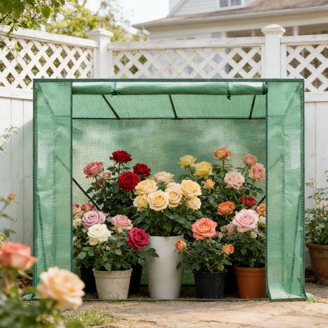 Serre de jardin 200x77x169 cm verte en PE acier OKMYHOME (1/5)