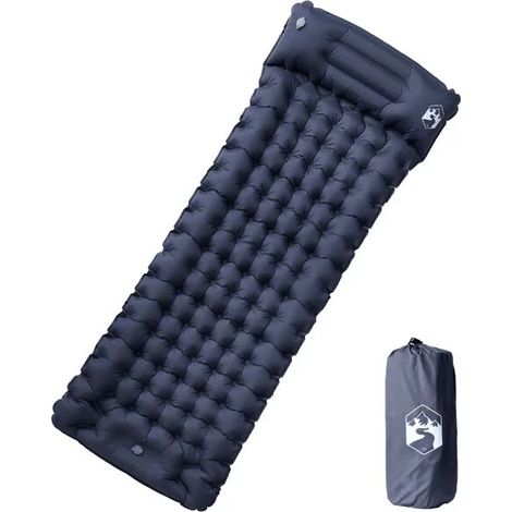 Matelas de camping autogonflant avec oreiller, une personne, gris (1/5)