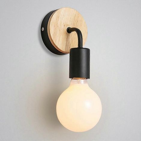 Support de lampe nordique en bois E27, applique murale rétro pour chambre et salon, luminaires décoratifs pour la maison (1/4)