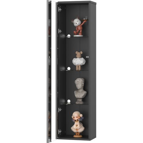 Vetrina da parete in vetro CHICFURN 40 x 29 x 170 cm nera, LED variabili, APP (1/5)