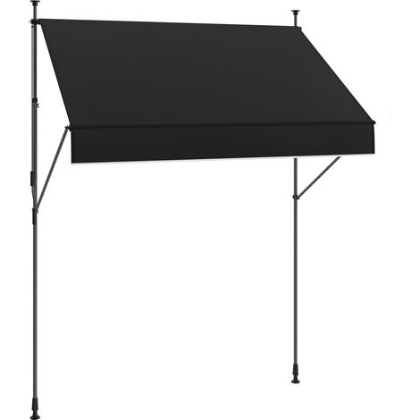 Manuell ausziehbare Markise 200x120x210-310 cm für Balkon und Terrasse mit verstellbarer Höhe per Kurbel, schwarz