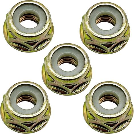 Confezione da 10 dadi di ricambio universali M10 x 1.25 con filettatura inversa per decespugliatori e tagliasiepi, compatibili con testine e accessori. (1/4)