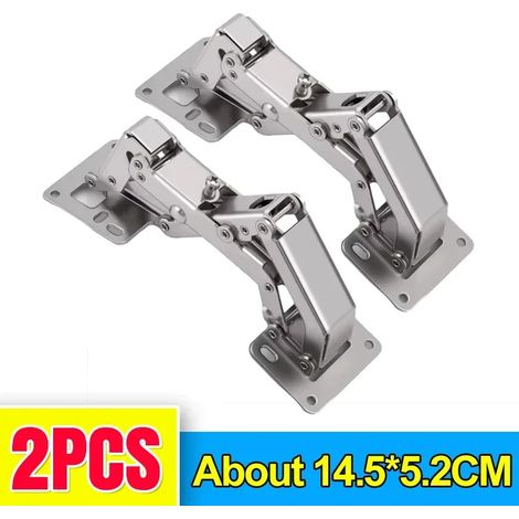 (2 pièces) Charnières de placard réglables en acier, angle de 130 à 170 degrés, fermeture amortie hydraulique, pour portes de placards de cuisine et meubles. (1/5)