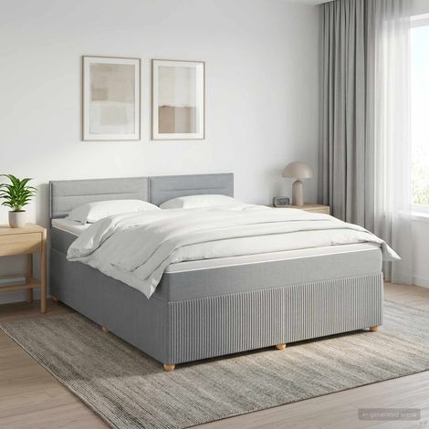 vidaXL Cama box spring con colchón Gris Claro 140 x 190 cm Tela (1/5)