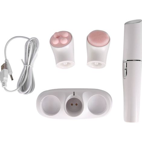 Appareil 3-en-1 Rechargeable USB Épilation Visage Femme Nettoyage Massage Électrique Déplileur (1/5)