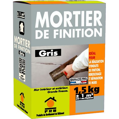 Mortier de Finition Gris 1.5kg - Enduit de Lissage Prêt à Gâcher, Haute Adhérence - Rebouchage, Réparation et Finition Murs et Sols Intérieurs/Extérieurs, Application Manuelle, Grain Fin (1/4)