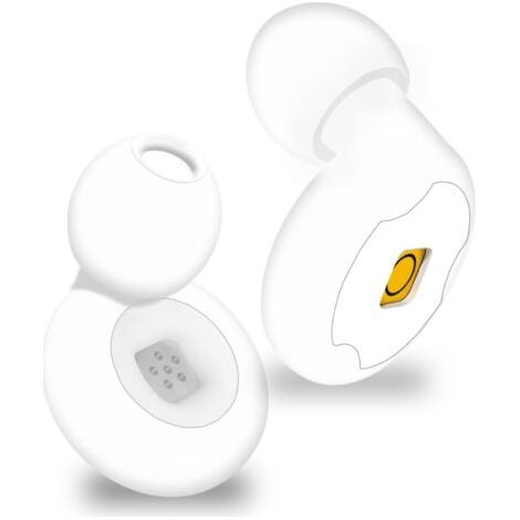 Bouchon D'oreille, Bouchons Doreilles Anti Bruit Réutilisables, Confort Léger, pour les Concerts et Festivals, Événements Sportifs, les DJs et la Vie Nocturne (Blanc, Taille unique) (1/5)