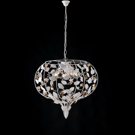 Lampadario Shabby Chic Bella Metallo Bianco 5 Luci E27 (1/2)