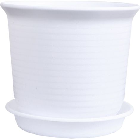 Pot de fleurs haut et bas en résine plastique imitation céramique, pot rond en forme de radis vert épais avec soucoupe (1/5)