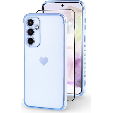 Custodia per Samsung Galaxy A35 5G, Electro Heart, blu + Vetro Ceramico con Colla Completa (1/5)