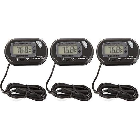 Thermomètre numérique LCD pour aquarium, capteur de température pour aquarium et vivarium, lot de 3, noir