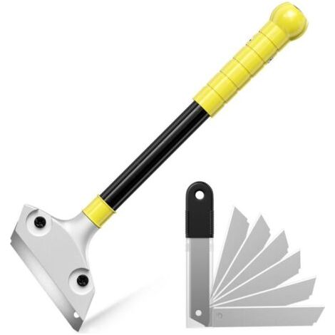 1pcs Grattoir Vitre, Grattoir Peinture avec 10 Lames, Racloir pour Plaque avec Fonction knock-out, Scraper Plancha à Long Manche pour Plaque à Induction, Nettoyage, Fenêtres, Carrelage (1/4)