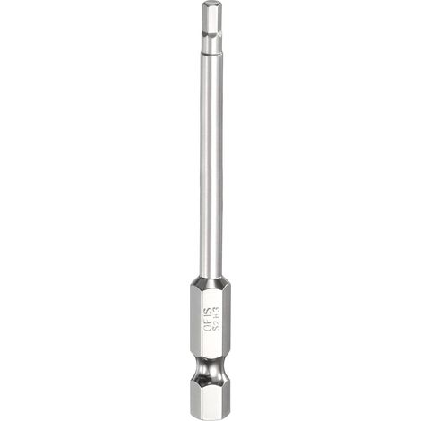 Embout de Tournevis à Tête Hexagonale 3.0mm Métrique Pointe Plate 1/4" Tige Hexagonale 75mm (3") Long Clé à Embout Magnétique Pour Perceuse à Vis, Douille Chromée (1/5)