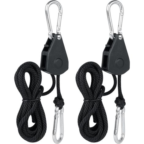 2 Pièces Sangle Cliquet, Sangle à Cliquet Corde, Cintres à Cliquet Réglables, pour Lampe de Plantes, Lampes Suspendues et Camping, Capacité de 68kg