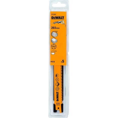 Dewalt DT4202-QZ Lama HCS Sega Dritta con Denti Progressivi per Legno 203mm 5 pezzi
