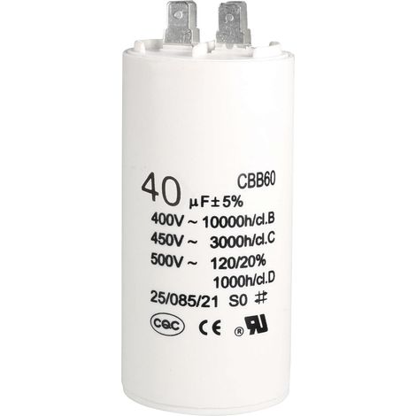 CBB60 Capacitor Operation 40uF 450V AC Double Insert 50/60Hz Cylinder 94 x 49 mm White for Engine Water Pump Air Compressor (1/5)
