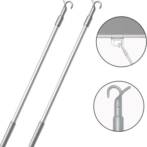 Cordless roller blind retractable 2-piece set, 18-32 inch adjustable, with hooks, push-pull dual-use, easy to operate for high windows. (1/5)