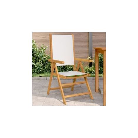 Chaises de jardin lot de 2 blanc crème bois acacia massif tissu (1/5)