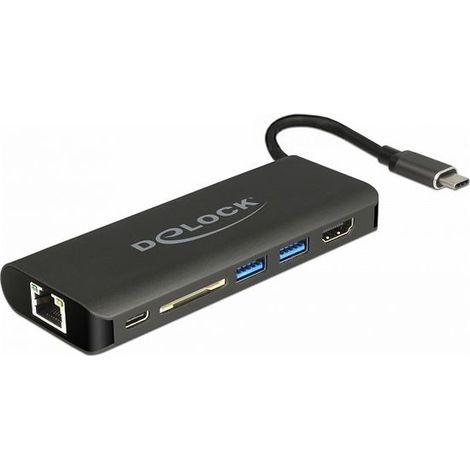 DeLOCK 87721 USB 3.0 (3.1 Gen 1) Type-A Negro nodo - Concentrador (USB 3.0 (3.1 Gen 1) Type-A, HDMI,USB 3.0 (3.1 Gen 1) Type-A,USB 3.0 (3.1 Gen 1) Type-C, 0,15 m, MMC,SD,SDHC,SDXC, USB, 60 W) (1/4)