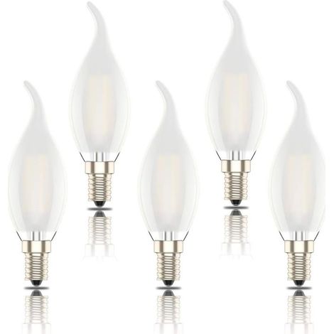 Lot de 5 ampoules LED E14, filament de flamme givré, petite ampoule à vis Edison SES C35, 4 W (équivalent 40 W), blanc chaud 2700 K [Classe énergétique A+] (1/5)