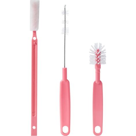 Brosse de nettoyage pour biberons, lot 1, rose, en ABS et nylon (1/5)