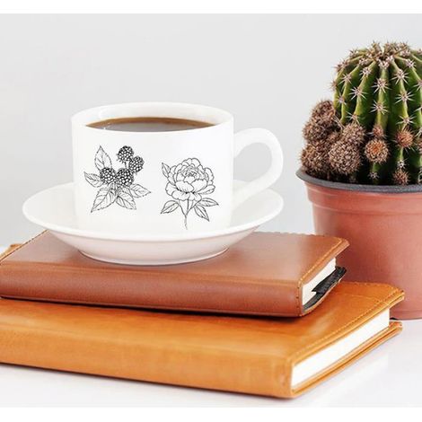 Autocollant Plante - Noir Et Blanc - Imperméable - Pour Cahier Album Tasse - 100 Pièces (1/5)