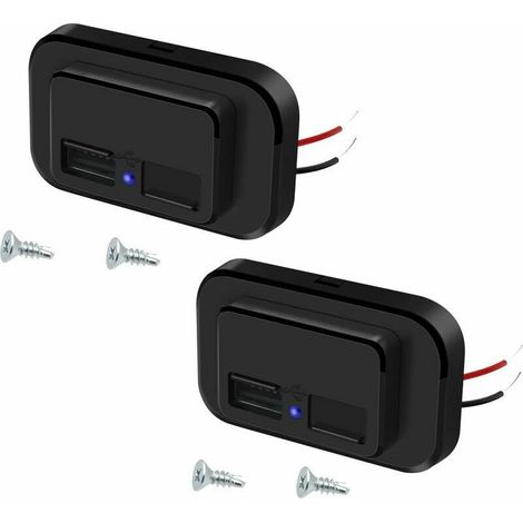 2 Pcs Prise de Chargeur de Voiture Double USB,12V/24V Panneau de USB Commande avec Couvercle à Ressort, pour Voiture,Marine,Camion,Camping-Car,SUV (1/5)