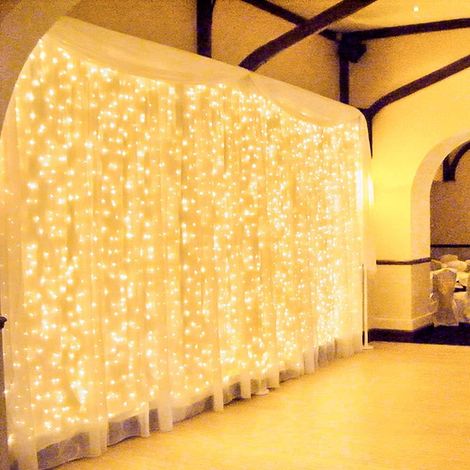Rideau Lumineux Décoratif 600 LED 6M par 3M, 8 Programmes Connectable, Étanche IP44 Intérieur Extérieur, Guirlande Rideau pour Fenêtre Balcon Jardin et Fête (1/5)