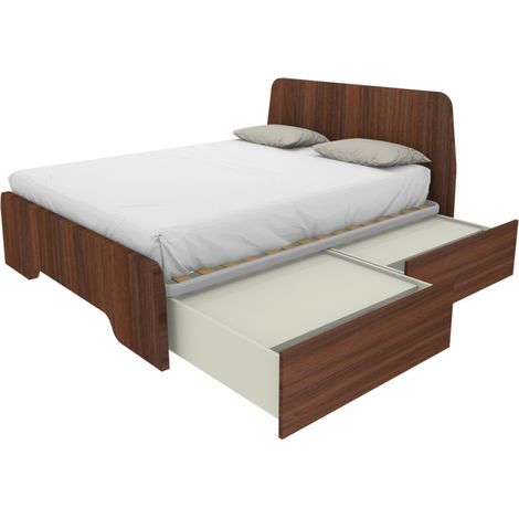 Letto matrimoniale 160x200 con testate sagomate e cassettoni - Noce Caracalla