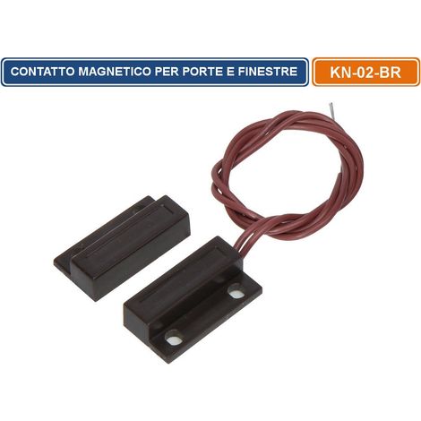 KN-02BR SENSORE MAGNETICO FILARE PER PORTE E FINESTRE ANTIFURTO DA INTERNO MARRONE