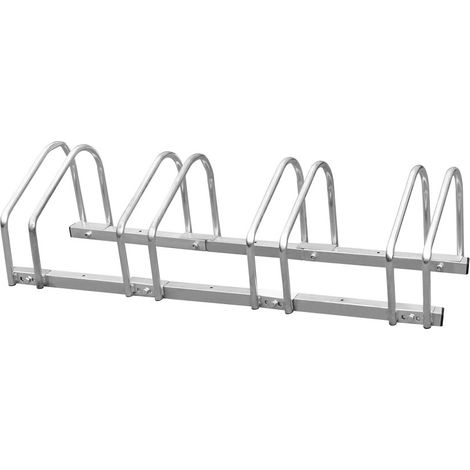 Râtelier 4 vélos au sol - Système Porte-Vélo - Support pour 4 vélos en acier galvanisé - Râtelier de rangement de vélos (1/4)