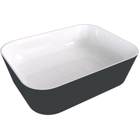 Polysan Banera - Aufsatzwaschtisch 50x35 cm, ohne Überlauf, ohne Hahnloch, anthrazit matt/weiß 14596.52 (1/5)
