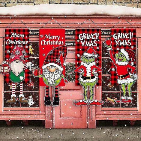 Guirnalda navideña para colgar en la puerta, muñeco de Papá Noel sin rostro, decoración navideña para el hogar, adorno colgante. (1/2)