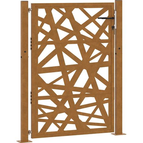 Porte de jardin，Portail de jardin，Portillon acier résistant aux intempéries design feuilles CFW59712 (1/5)
