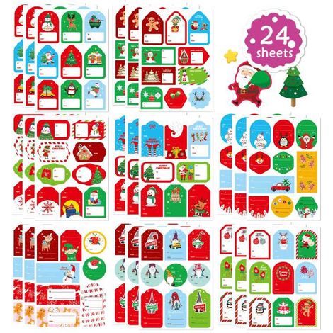 24 étiquettes autocollantes décoratives pour cadeaux de Noël (1/5)