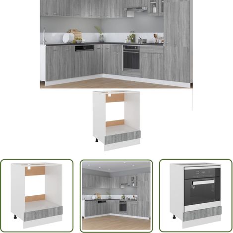The Living Store Armoire à four Sonoma gris 60x46x81,5 cm Bois d'ingénierie - Meuble De Cuisine - Armoire À Four - Meuble Rangements - Cuisinière - Électroménager (1/5)