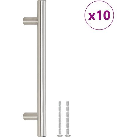 Poignées d'armoire 10 pcs Poignée de meuble argenté 128 mm acier inoxydable CFW40900 (1/5)