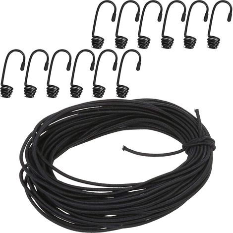Gummiseil, 4 mm × 20 m Stretchseil, mit 12 Haken Gummiseil, für Camping, Anhängerplane, Frachttransport (1/5)