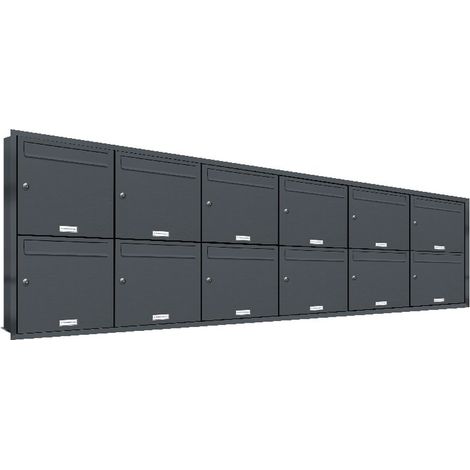 12er Briefkasten Anlage Unterputz Montage RAL 7016 Anthrazit (1/5)
