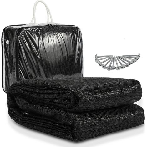 Randaco Zeltteppich 250x500 cm HDPE Schwarz UV-stabil Atmungsaktiv mit 13 Heringe für Zelt & Caravan & Picknick