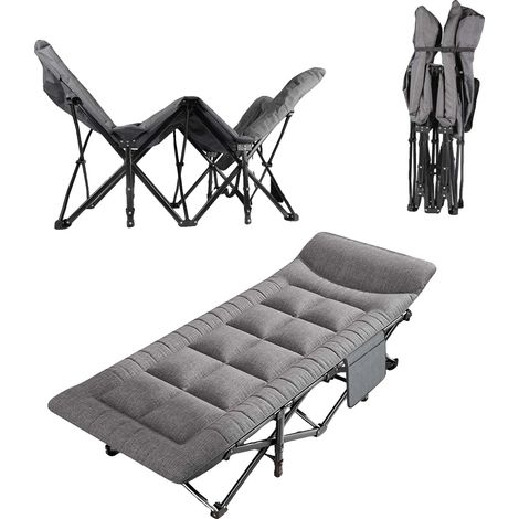 Transat, Design pliable et portable, Coussin intégré, Gris (1/2)