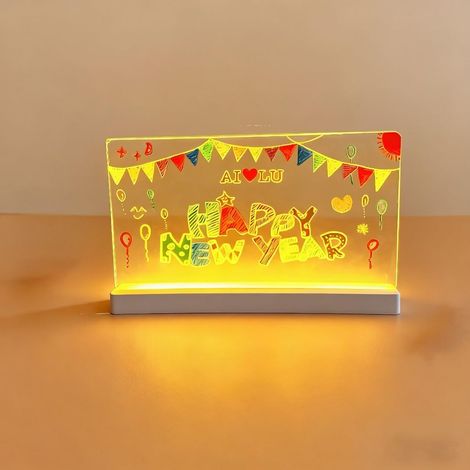 Pizarra LED de 30 x 20 cm, pizarra luminosa para escribir, 12 rotuladores de colores, pizarra borrable con soporte ajustable, pizarra LED para niños, regalo creativo, bloc de notas (1/2)